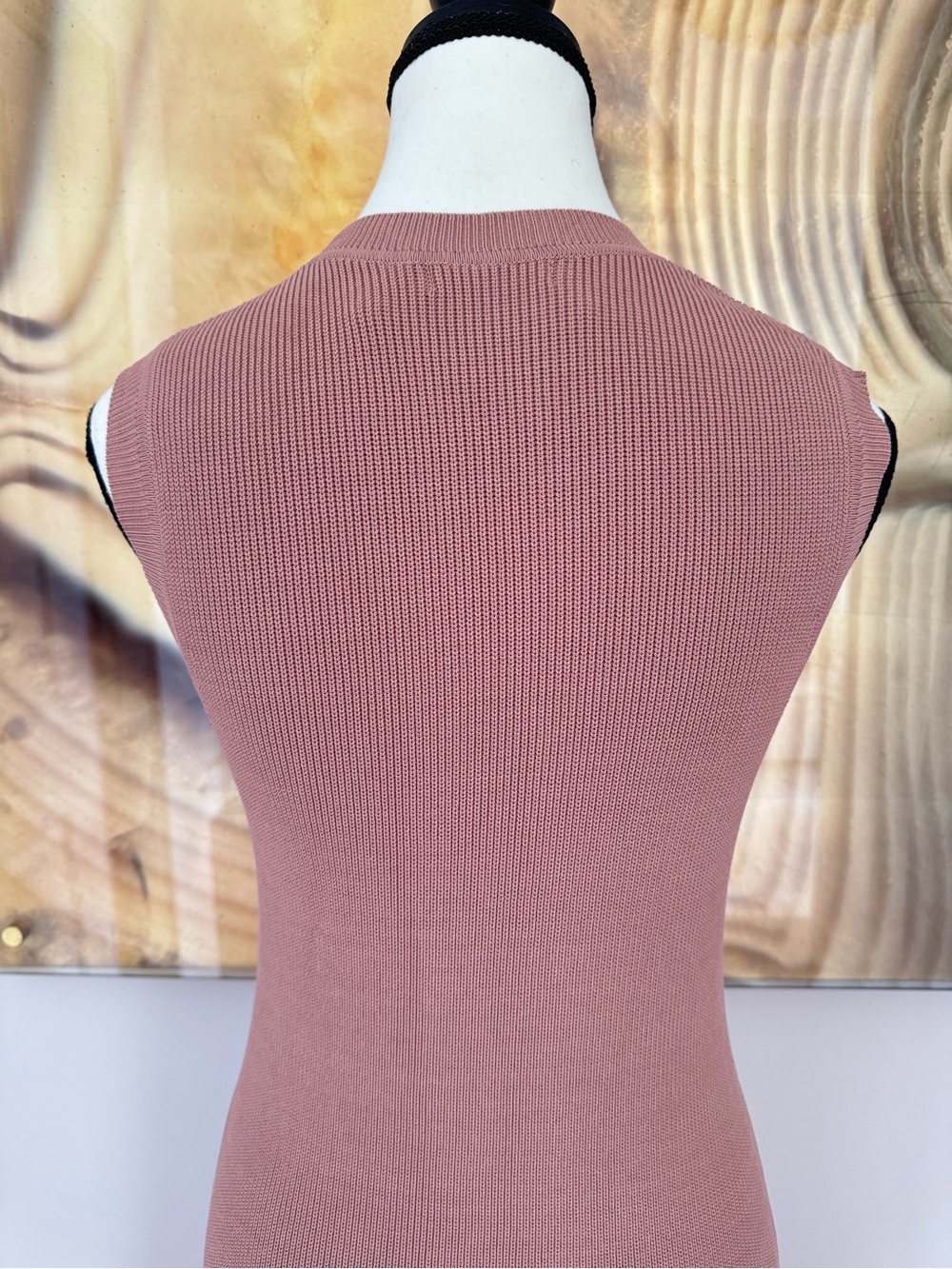 12 STOREEZ Dusty Rose Sleeveless Ribbed Knit Maxi Dress XS Soft Flare Hem - Picture 11 of 14